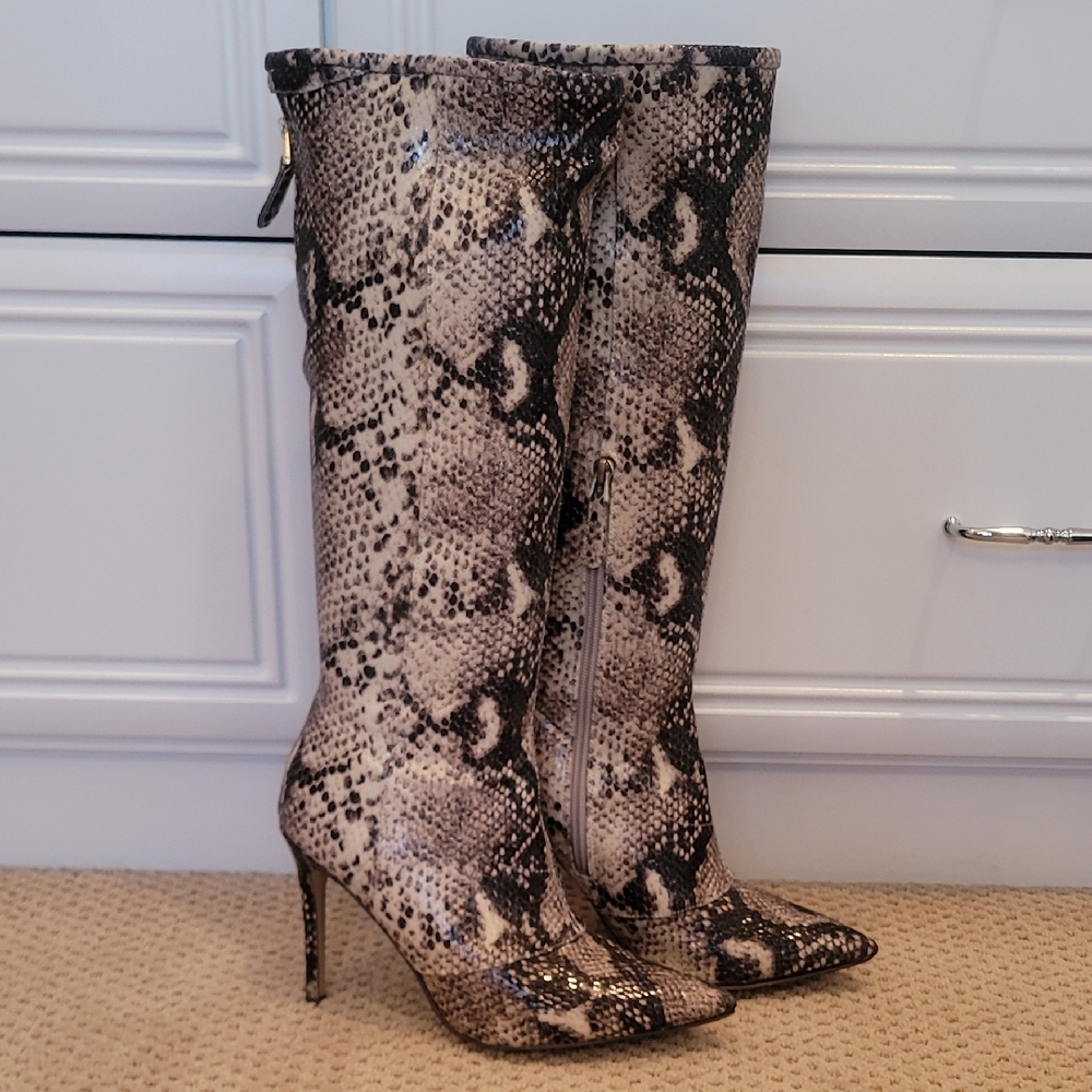 GUESS Snakeskin Heeled Boots 9 1/2